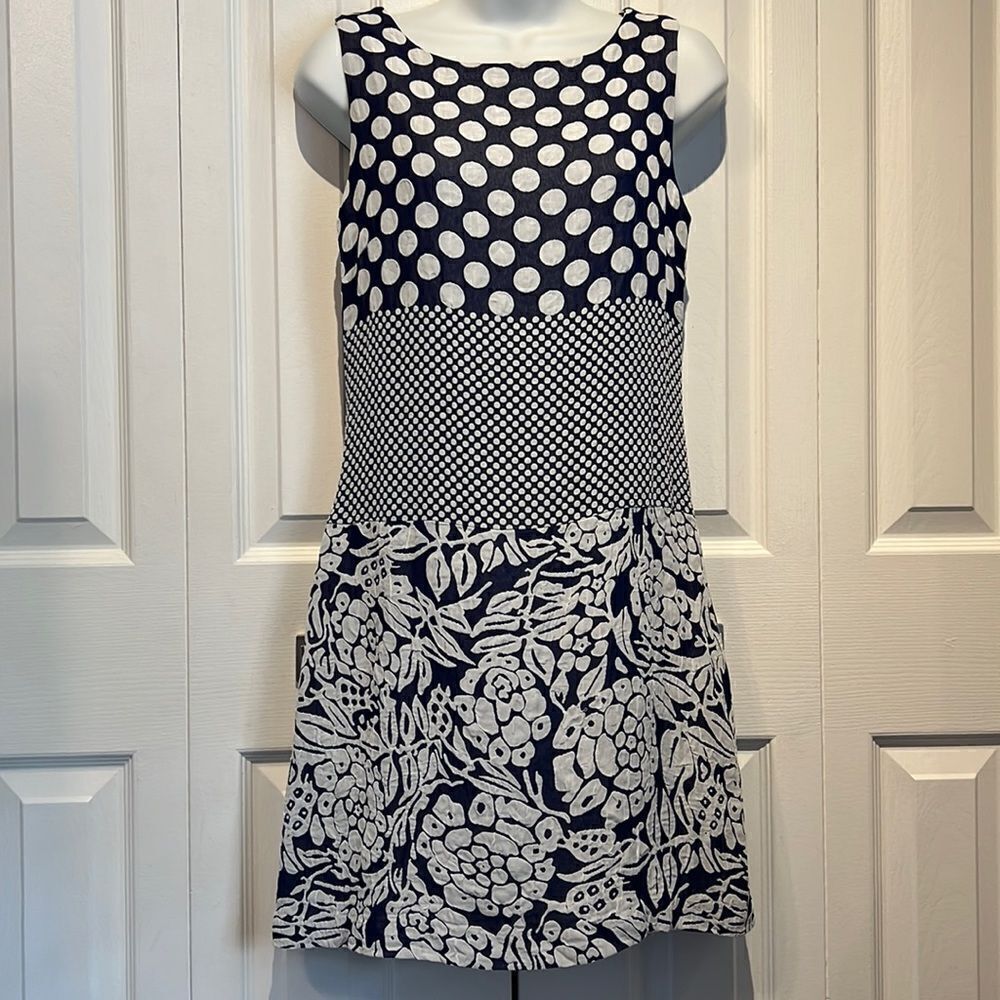 Desigual Blue/White Sleeveless Shift Dress Size 36EU, 4 US